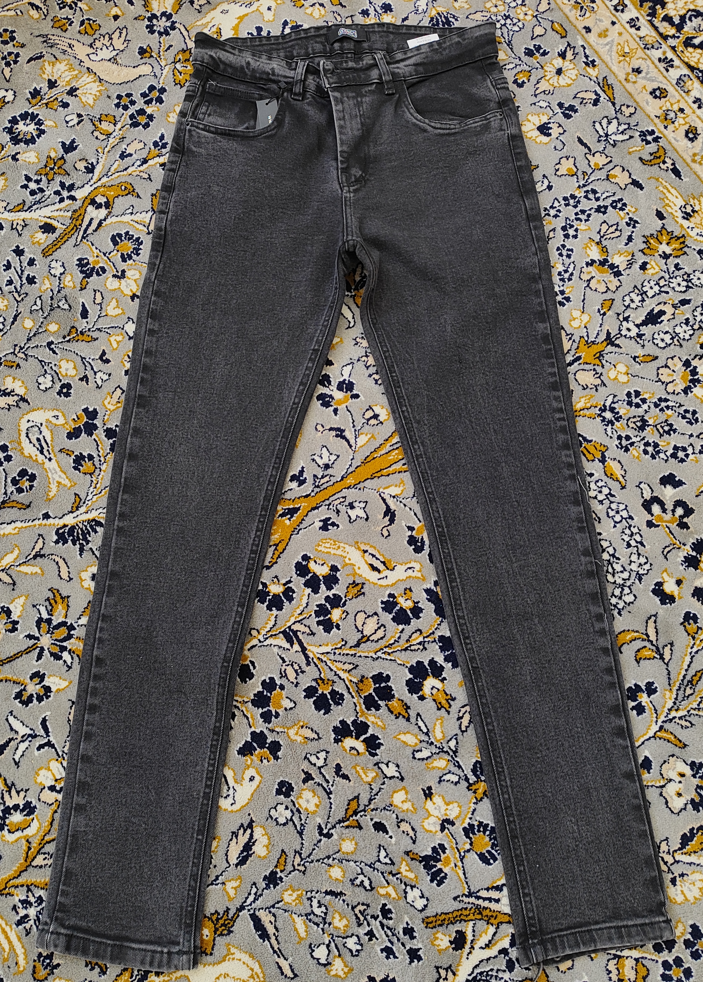 شلوار جین راسته فیت پارچه ترک ذغالی