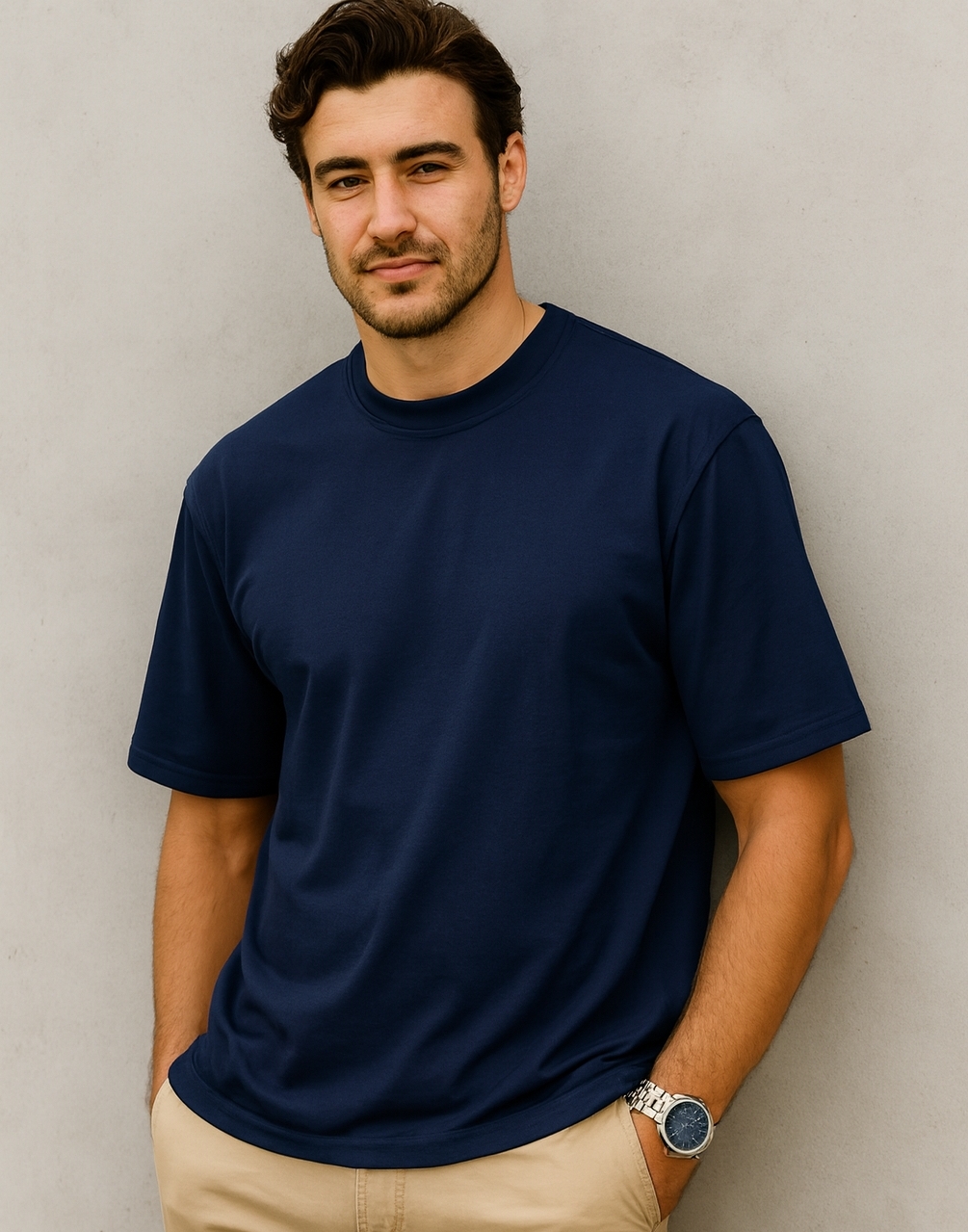 تیشرت بیسیک پارچه دورس برش باکس فیت