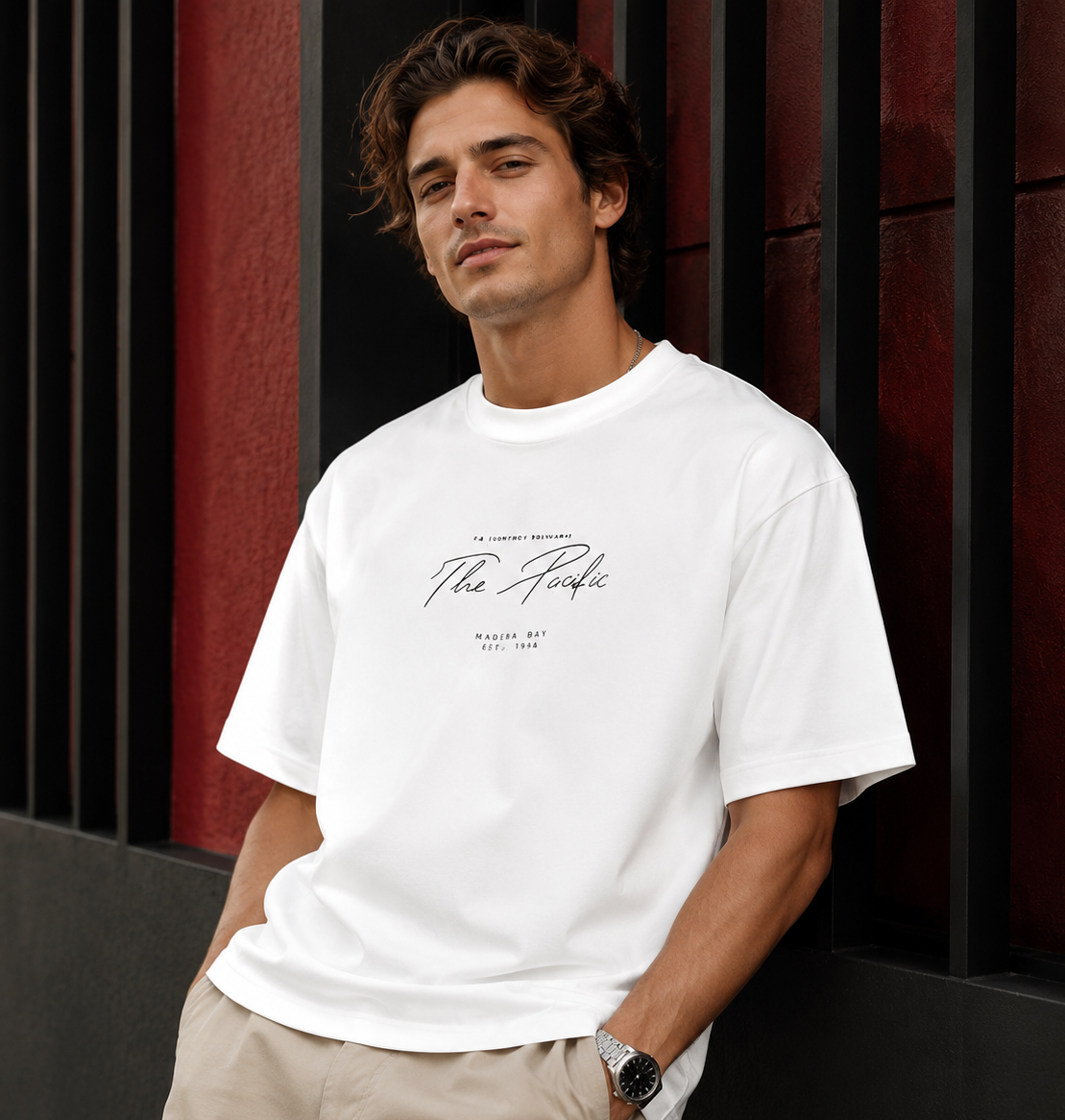تیشرت پاسیفیک(PACIFIC)  سفید پارچه دورس