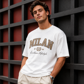 تیشرت MILAN سفید پارچه دورس چاپ زول