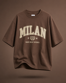 تیشرت MILAN قهوه ای پارچه دورس چاپ زول