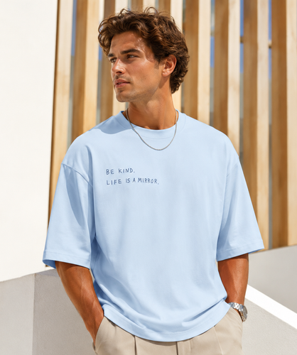 تیشرت مردانه Be kind آبی آسمونی پارچه پنبه