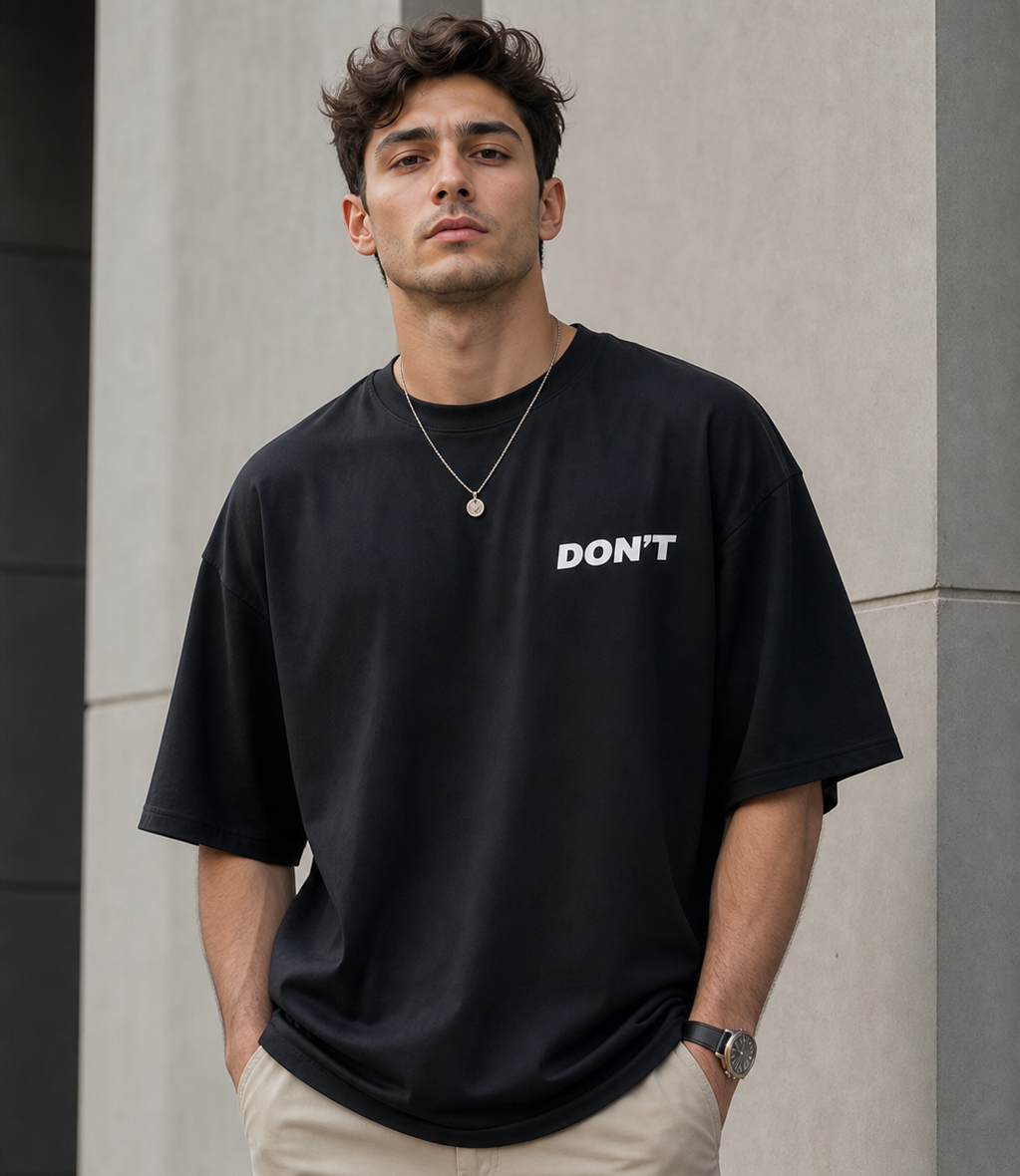 تیشرت مردانه Dont look back مشکی پارچه دورس