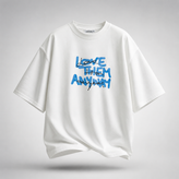 تیشرت مردانه سفید چاپ LOVE پارچه دورس ۲ نخ