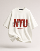 تیشرت مردانه سفید طرح NYU پارچه مچینست ترک