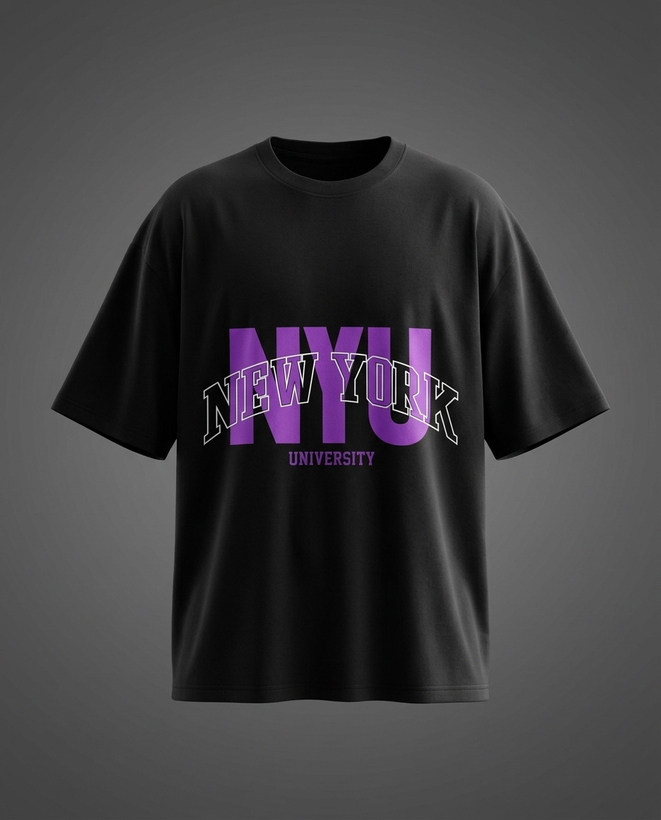 تیشرت مردانه مشکی طرح NYU پارچه مچینست ترک