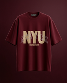تیشرت مردانه زرشکی طرح NYU پارچه مچینست ترک