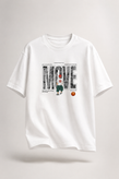 تیشرت مردانه سفید چاپ move پارچه دورس دو نخ قواره باکسی